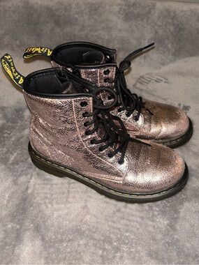 Dr. Martens Metallic Rose Combat Boots with Black Trim